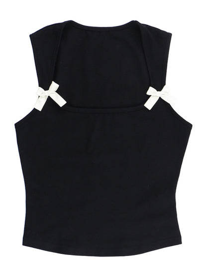 New style simple casual versatile vest with bow decorative top