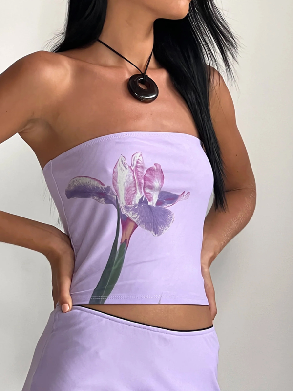 Fashion new women's Y2K printed tube top vest