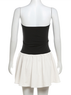 Women's Fashionable One-Neck Contrast Color Pleated Slim Fit Dress