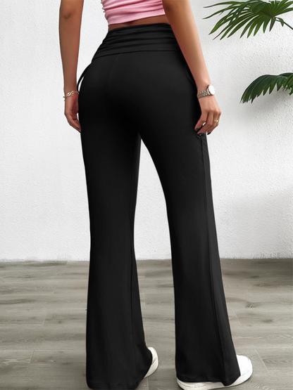 Spring and summer casual solid color slim-fit pleated trousers
