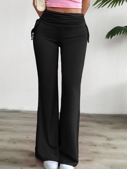 Spring and summer casual solid color slim-fit pleated trousers