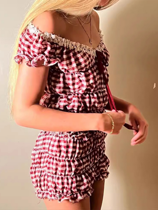 Women's strappy short-sleeved shorts casual suit