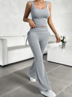 Casual Slim Fit Top + Pants Set (Grey)