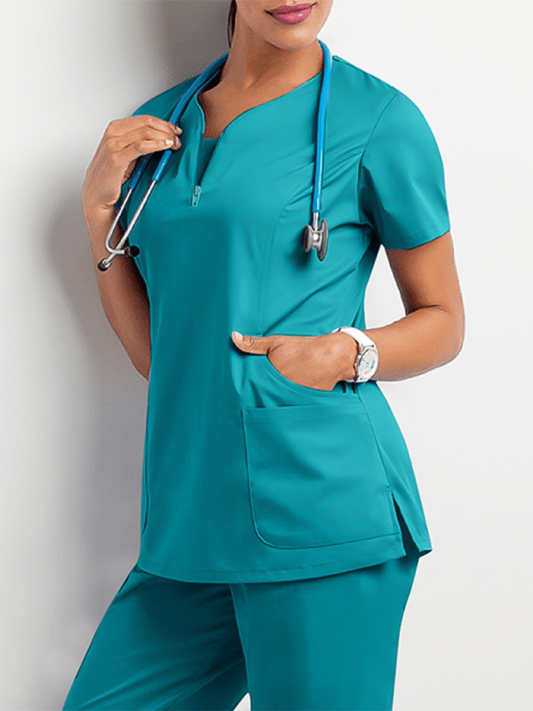 Hospital wash clothes set elastic quick-drying uniform (Acid Blue)