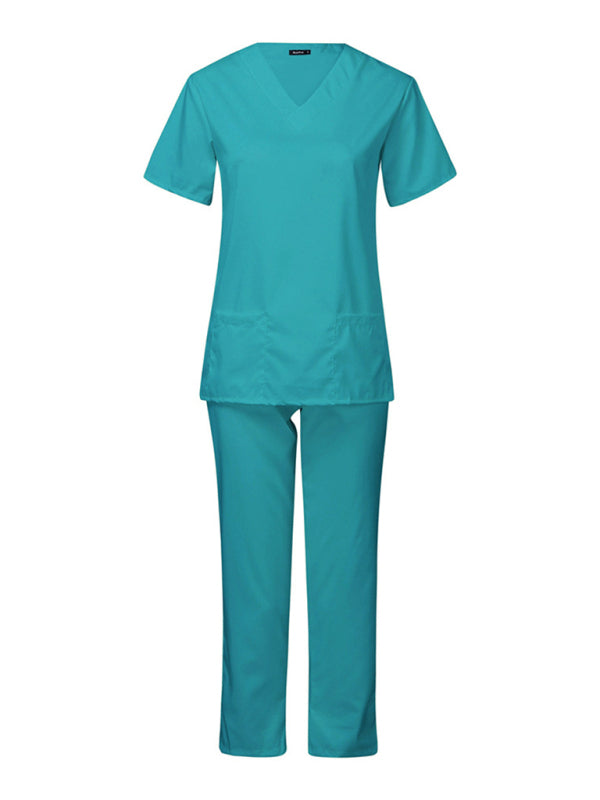 Doctor Surgeon Nurse work clothes elastic Quick-drying suit (Acid Blue)