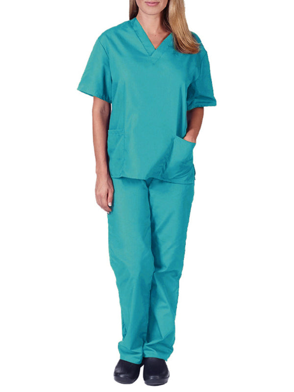 Doctor Surgeon Nurse work clothes elastic Quick-drying suit (Acid Blue)