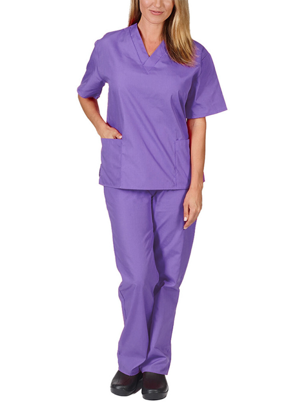 Doctor Surgeon Nurse work clothes elastic Quick-drying suit (Purple)