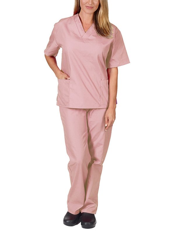 Doctor Surgeon Nurse work clothes elastic Quick-drying suit (Pink)