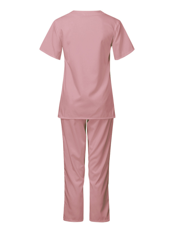 Doctor Surgeon Nurse work clothes elastic Quick-drying suit (Pink)