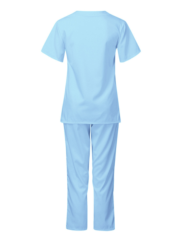 Doctor Surgeon Nurse work clothes elastic Quick-drying suit (Sky Blue Azure)