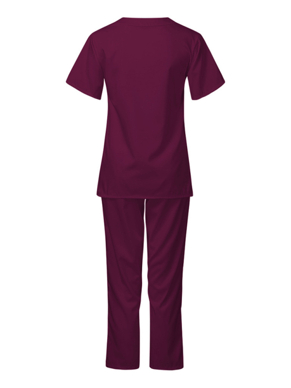 Doctor Surgeon Nurse work clothes elastic Quick-drying suit (Wine Red)
