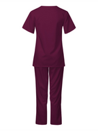 Doctor Surgeon Nurse work clothes elastic Quick-drying suit (Wine Red)