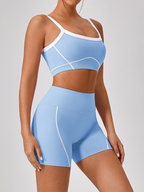 Skinny Sports Camisole Top + Shorts Yoga Set (Blue)