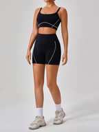 Skinny Sports Camisole Top + Shorts Yoga Set (Black)