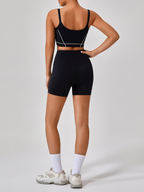 Skinny Sports Camisole Top + Shorts Yoga Set (Black)