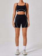Skinny Sports Camisole Top + Shorts Yoga Set (Black)