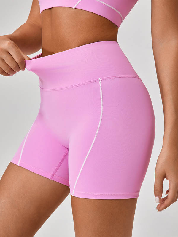 Skinny Sports Camisole Top + Shorts Yoga Set (Pink)