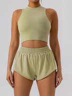 Slim Vest Fitted Casual Fitness Shorts Set (Cracker Khaki)