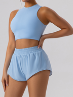 Slim Vest Fitted Casual Fitness Shorts Set (Cracker Khaki)