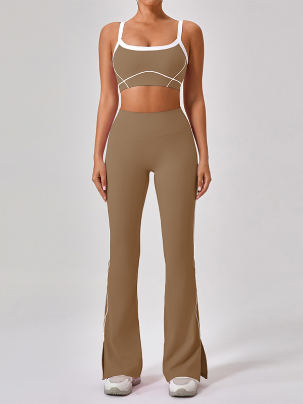 Skinny Sports Camisole Top + Pants Yoga Set (Khaki)