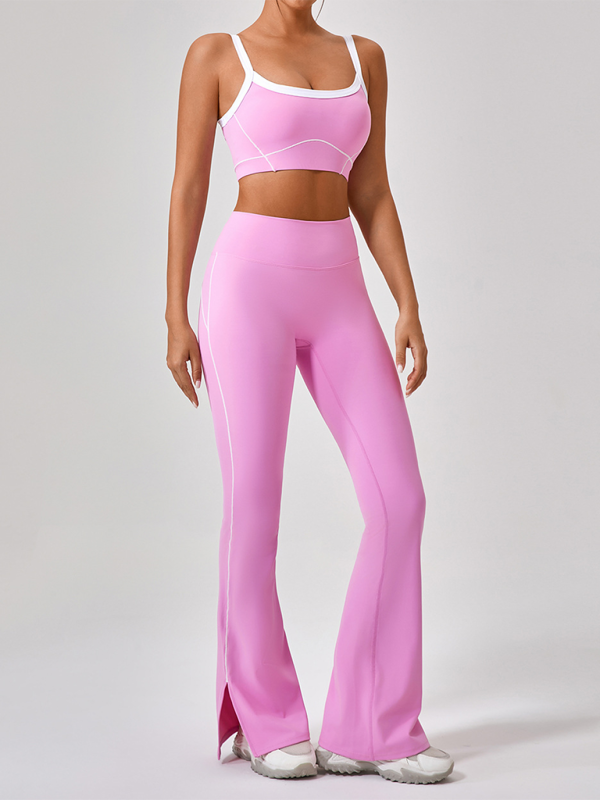 Skinny Sports Camisole Top + Pants Yoga Set (Pink)