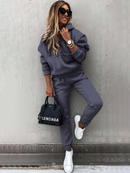 Fashion long-sleeved sports casual sweatshirt suit two-piece set