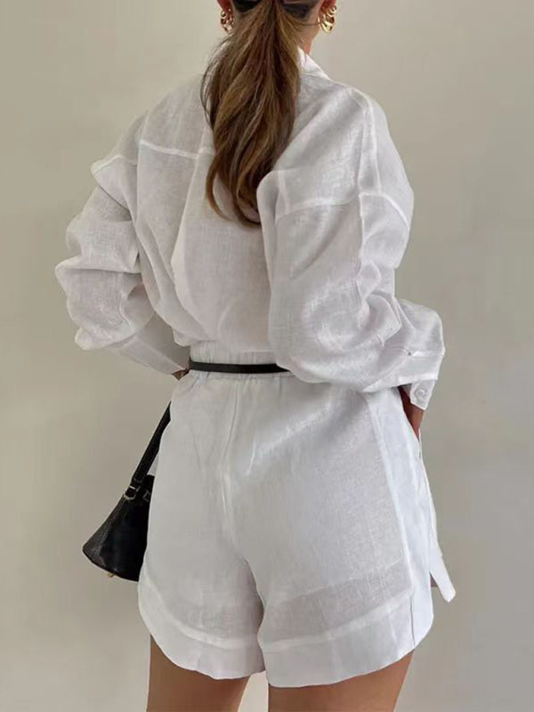 Fashion casual short trousers and long-sleeved shirt set