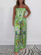 New Fashion Casual Sexy Suspender Printed Loose Women's Trousers Set