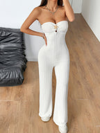 Sexy hot girl solid color wide leg jumpsuit