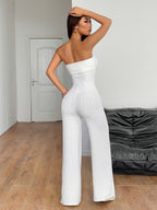 Sexy hot girl solid color wide leg jumpsuit
