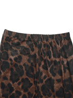 Women's round neck sexy hip-wrapped two-piece suit long sleeve leopard print slim fit slit sett