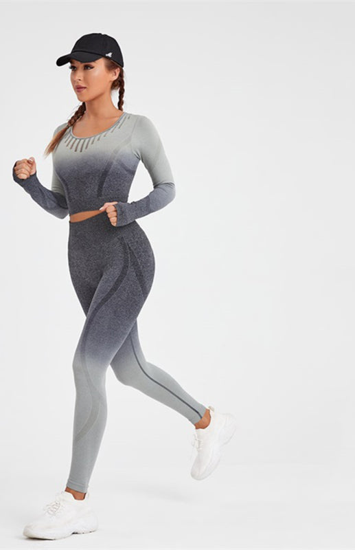 Women's Long Sleeve Gradient Yoga Set