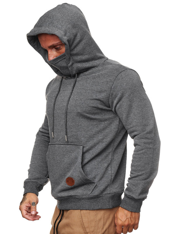 Sweatshirt Hooded Long Sleeve T-Shirt Men's Sweatshirt Mask (Charcoal Grey)