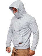 Sweatshirt Hooded Long Sleeve T-Shirt Men's Sweatshirt Mask (Grey)