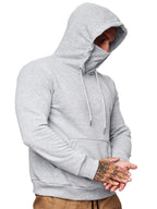 Sweatshirt Hooded Long Sleeve T-Shirt Men's Sweatshirt Mask (Grey)