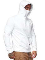 Sweatshirt Hooded Long Sleeve T-Shirt Men's Sweatshirt Mask (White)