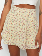 Floral skirt high waist umbrella skirt invisible zipper chiffon printed skirt for women